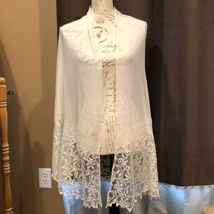 Cream iridescent beaded shawl